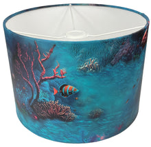 Load image into Gallery viewer, Kids Nautical lampshade showcasing an underwater motif with diverse marine life, perfect for nautical decor.